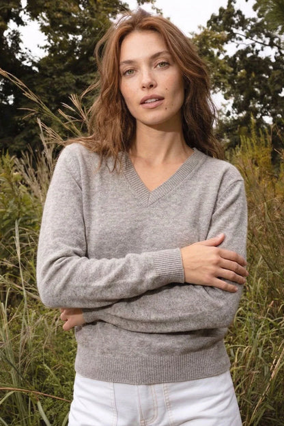 Womens V-Neck Cotton Sweater