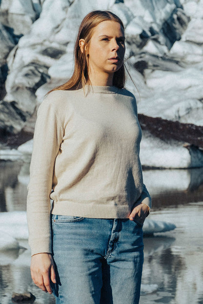 Womens Crew-Neck Cotton Sweater
