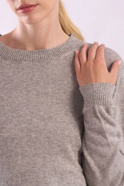 Womens Crew-Neck Cotton Sweater