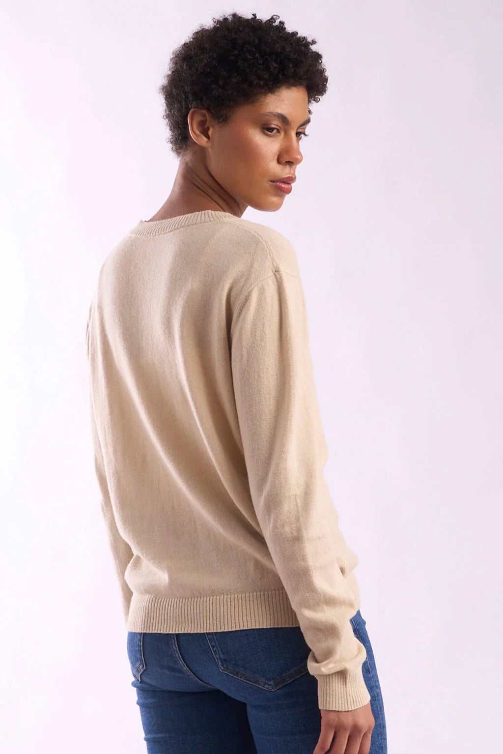 Womens V-Neck Cotton Sweater