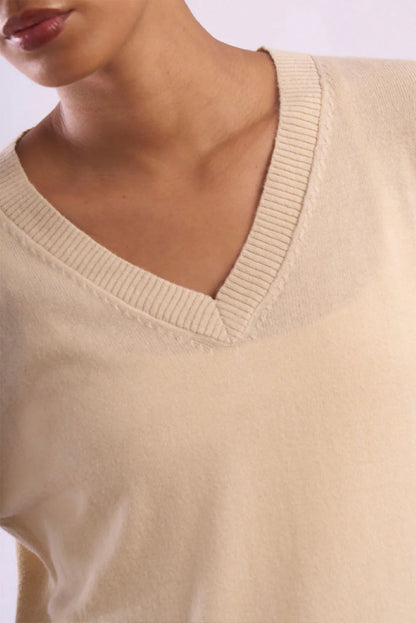 Womens V-Neck Cotton Sweater