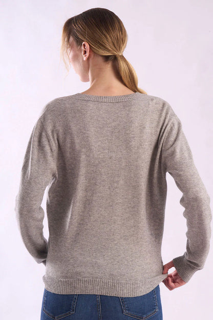 Womens V-Neck Cotton Sweater