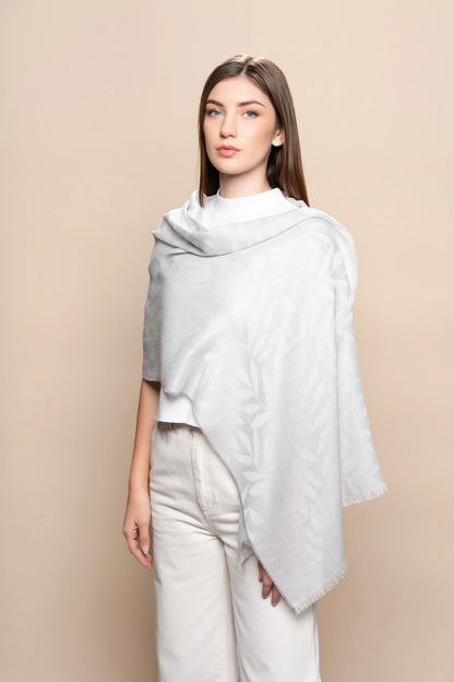 Leaf Motiv Baby Alpaca & Silk Scarf
