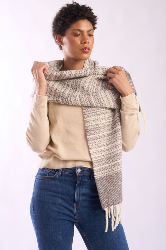 Striped Boucle Baby Alpaca Scarf